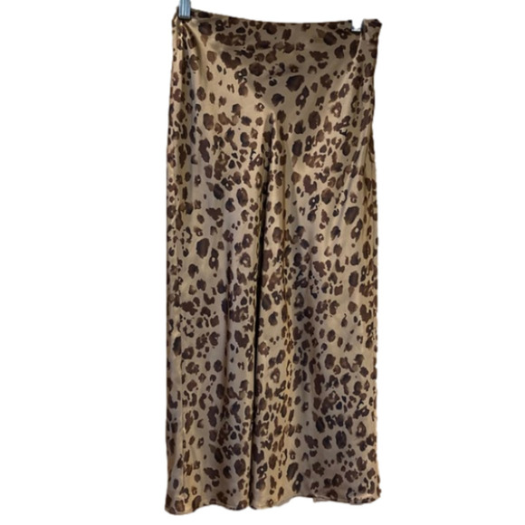 L’agence SILK BIAS ANIMAL PRINT MIDI SKIRT- BROWN- SIZE XS- NWT - Picture 1 of 5